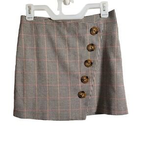 Forever 21 Houndstooth‎ Duotone Mini Skirt Womens Sz Small Brown Button Detail